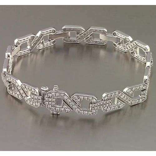Bracelet Homme Réel Diamant Serti De Griffes 9 Carats Bijoux En Or Blanc 14K Neuf