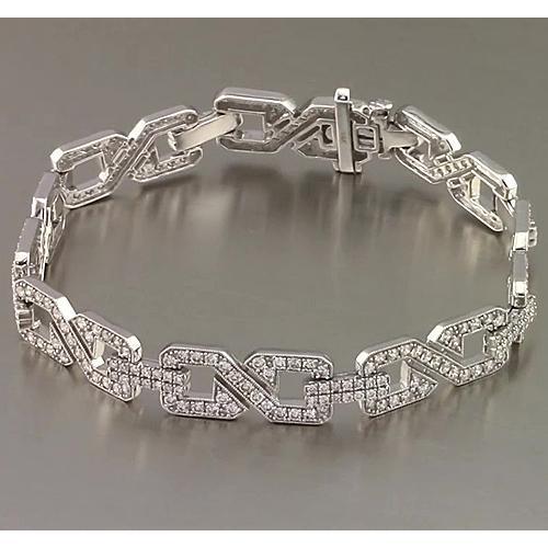 Bracelet Homme Réel Diamant Serti De Griffes 9 Carats Bijoux En Or Blanc 14K Neuf