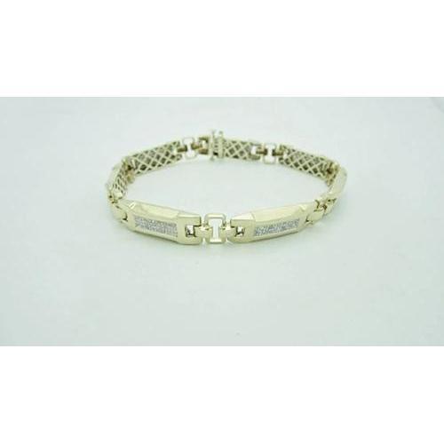 Bracelet Homme Réel Diamants Ronds 6 Carats Or Jaune 14K