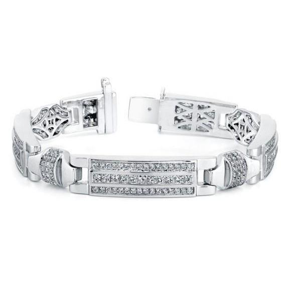 Bracelet Homme Réel Diamants Ronds Scintillants 12 Carats