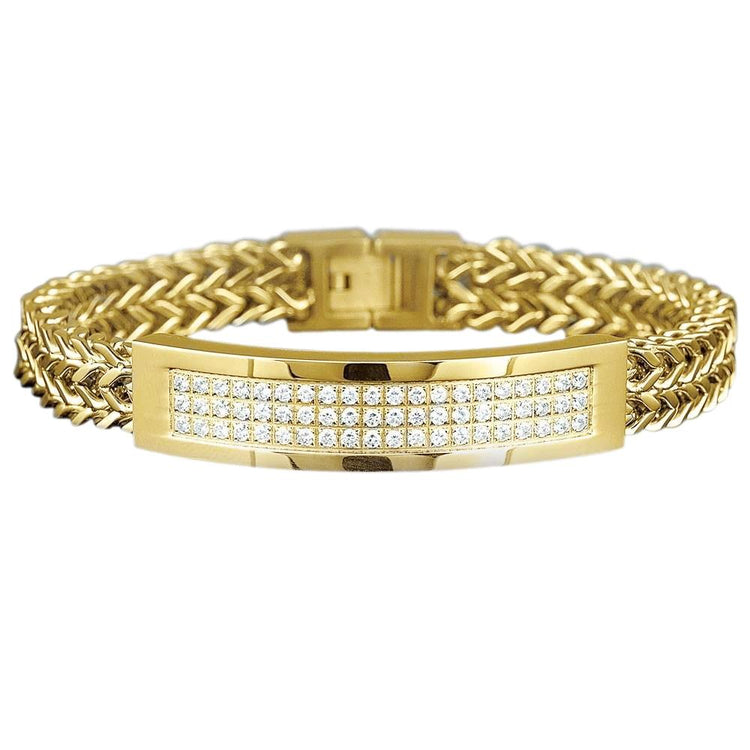 Bracelet Homme Taille Ronde 3 Carats Réel Diamants Or Jaune 14K