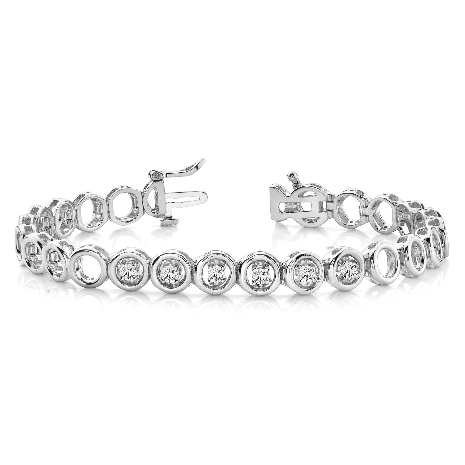 Bracelet Homme Tennis Réel Diamant Rond 30 Carats Or Blanc Massif 14k