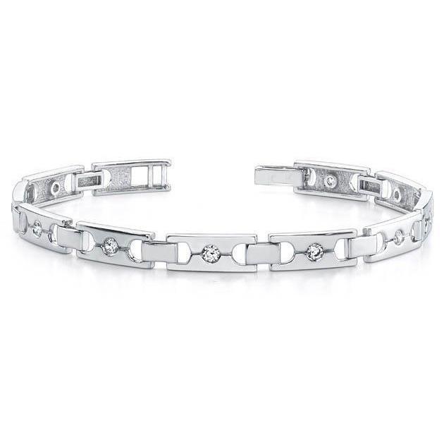 Bracelet Homme Véritable Diamant Rond 2 Carats Or Blanc Bijoux Homme
