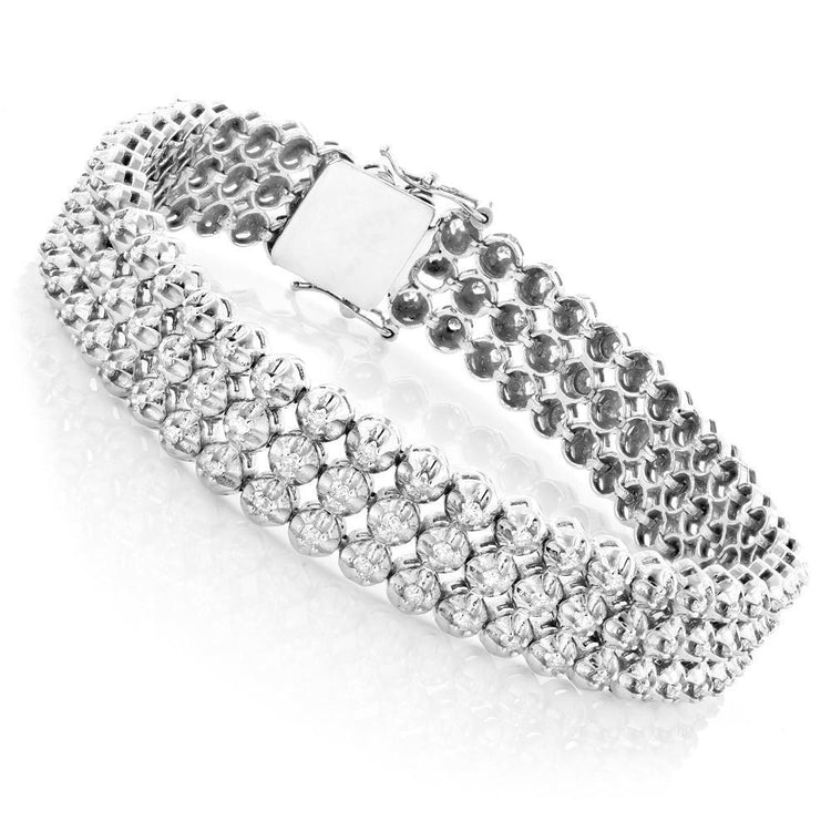 Bracelet Homme Véritable Diamant Taille Ronde 5.30 Carats Or Blanc 14K