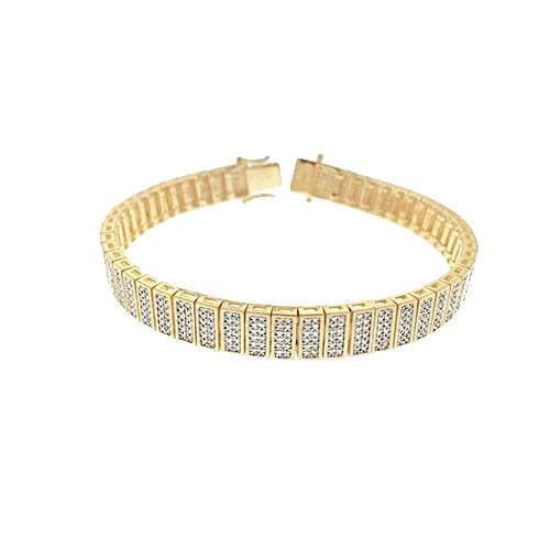 Bracelet Homme Véritable Diamants Scintillants 10.25 Carats Or Jaune 14K