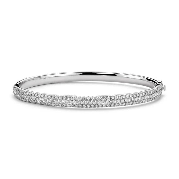 Bracelet Jonc A Réel Diamants Ronds De 9 Cts En Or Blanc 14K