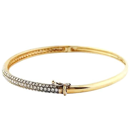 Bracelet Jonc Bijoux Neuf en Naturel Diamant pour Femme de 4,50 Carats Or Jaune de 14K