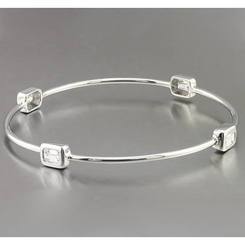 Bracelet Jonc En Naturel Diamant De Taille Emeraude De 2 Carats Bijoux