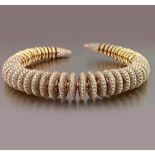 Bracelet Jonc En Naturel Diamant Rond De 19 Carats Avec Or Jaune De 14K Bijoux Neuf