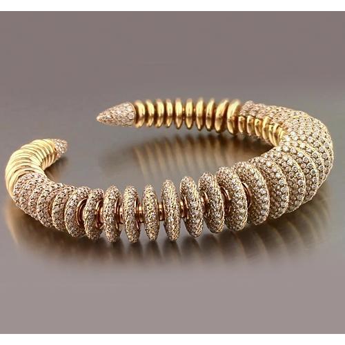Bracelet Jonc En Naturel Diamant Rond De 19 Carats Avec Or Jaune De 14K Bijoux Neuf