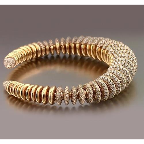 Bracelet Jonc En Naturel Diamant Rond De 19 Carats Avec Or Jaune De 14K Bijoux Neuf