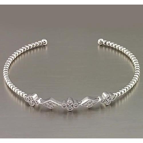 Bracelet Jonc En Or Blanc Serti Clos De 1,50 Carats Réel Diamant Bijoux Pour Femme