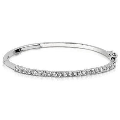 Bracelet Jonc En Réel Diamant De Taille Ronde De 2,40 Carats Avec Or Blanc De 14K