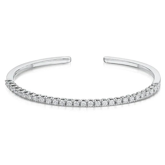 Bracelet Jonc En Réel Diamant Rond De 5 Carats En Or Blanc De 14K