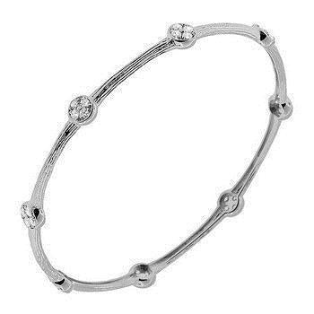 Bracelet Jonc En Réel Diamant Rond Pour Femme De 2 Carats Avec Or Blanc
