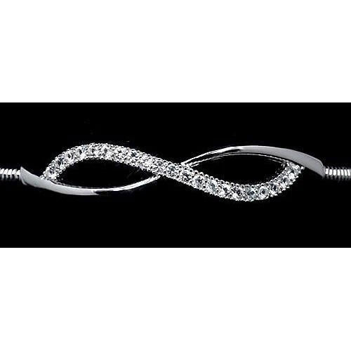 Bracelet Jonc Réel Diamant 3 Carats Or Blanc 14K
