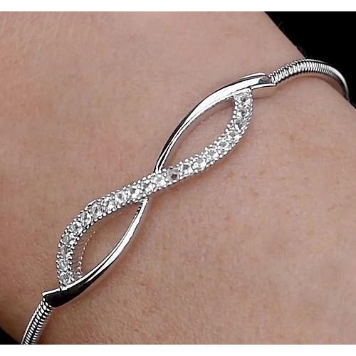 Bracelet Jonc Réel Diamant 3 Carats Bijoux Or Blanc 14K