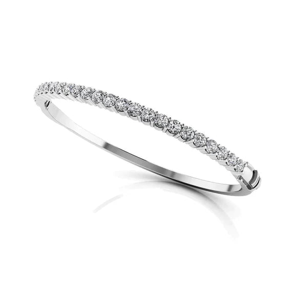 Bracelet Jonc Réel Diamant Or Blanc Femme