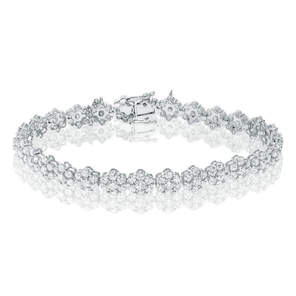 Bracelet Magnifique Pour Femme à 7,80 Carats De Réel Diamants Ronds 14K D'Or Blanc