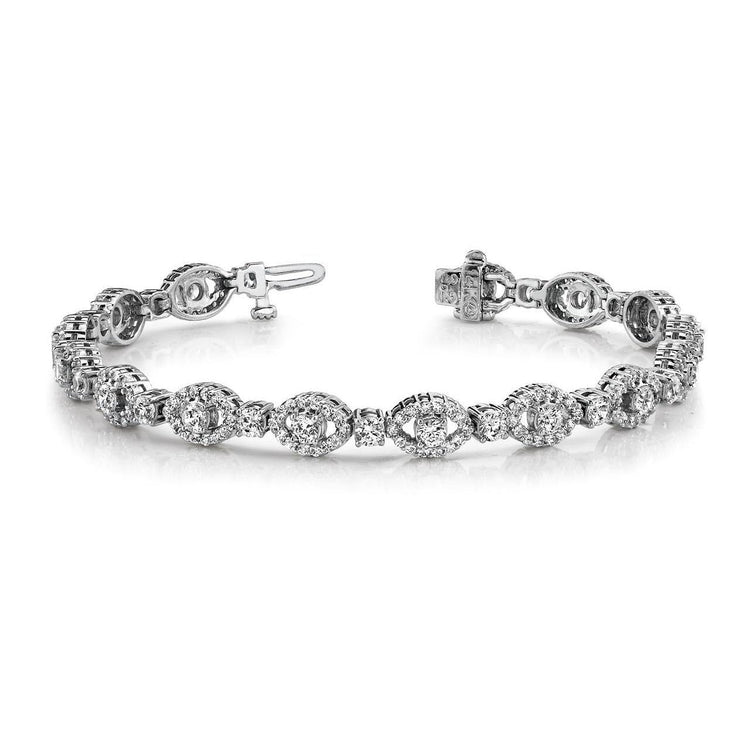 Bracelet Maillon À12,50 Carats De Véritable Diamants Ronds Et Amande 14K D'Or Blanc