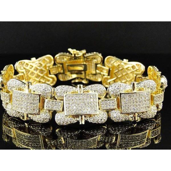 Bracelet Naturel Diamant 24 Carats Homme Or Jaune Bijoux Neuf