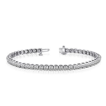 Bracelet Naturel Diamant Taille Ronde Or Blanc 14K 5 Carats