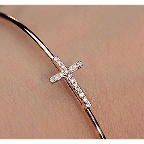 Bracelet Naturel Jonc Or Jaune 1 Carat Croix Femme Bijoux Neuf