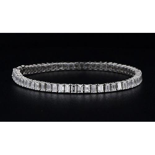 Bracelet Or Blanc Diamant Baguette Véritable