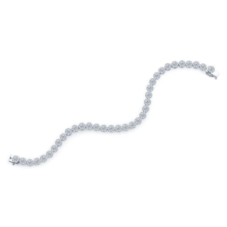 Bracelet Petit Naturel Diamant Coupe Ronde 10 Carats Neuf En Or Blanc 14K