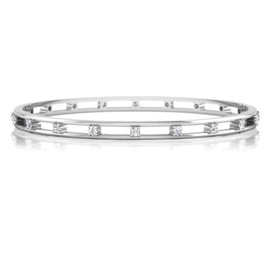 Bracelet Pour Dame En Or Blanc De 14K Avec Réel Diamants De Taille Ronde De 3 Carats