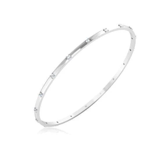 Bracelet Pour Dame En Réel Diamant Rond De 2,70 Carat Avec Or Blanc De 14K