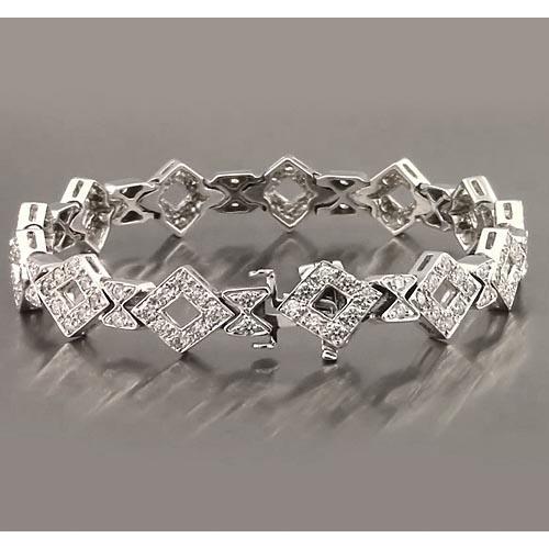Bracelet Pour Homme à 3,50 Carats De Réel Diamants Bijoux En Or Blanc Nouveau