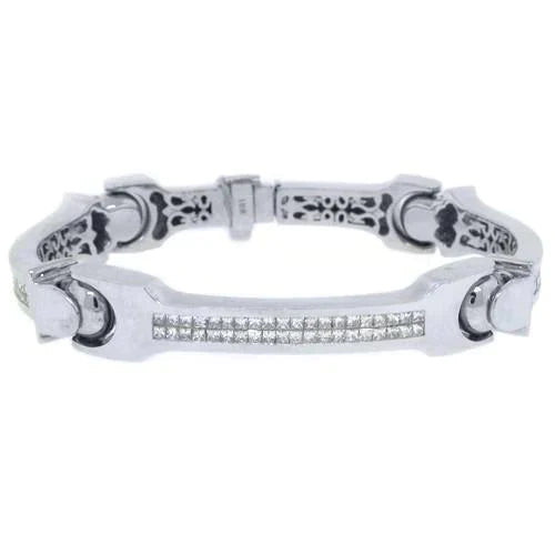 Bracelet Réel Diamant Elégant En Or Blanc Pour Homme