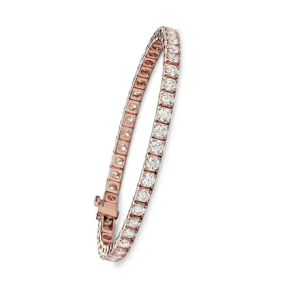 Bracelet Réel Diamant En Or Rose Pour Femme