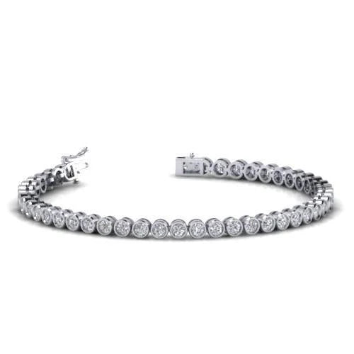 Bracelet Réel Diamant Rond Massif 5 Carats Or Blanc