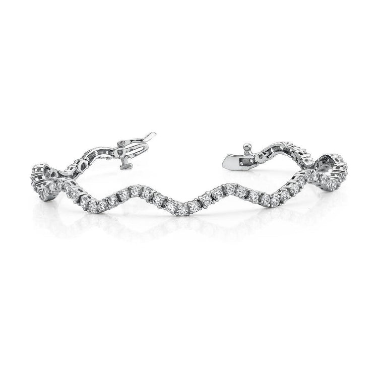 Bracelet Route Venteuse Magnifique En Or Blanc À 6,50 Carats De Naturel Diamants Ronds