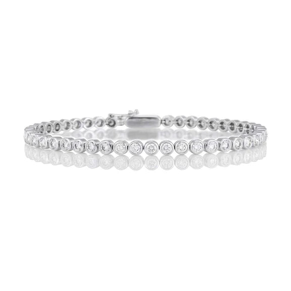 Bracelet Scintillant Serti De Lunette Ronde De 4.50 Carats Avec Réel Diamants WG 14K