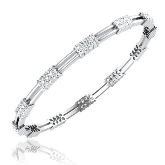 Bracelet Scintillant en Or Blanc Pour Femme Avec Réel Diamant Rond de 4,80 Ct