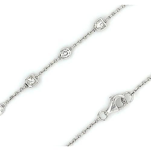 Bracelet Station En Réel Diamant Rond De 3,30 Carats Avec 11 Pierres Or Blanc 14K