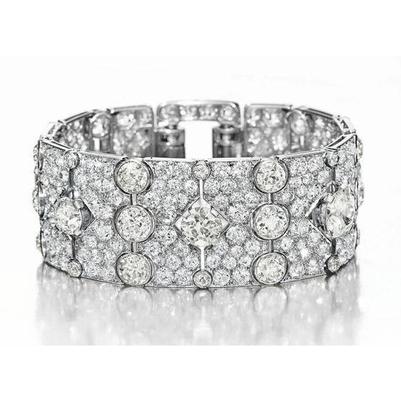 Bracelet Tapis En Réel Diamant Rond De 20 Carats Avec Or Blanc De 14K
