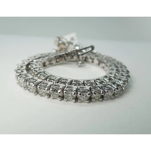 Bracelet Tennis 11 Carats Réel Diamant Or Blanc 14K