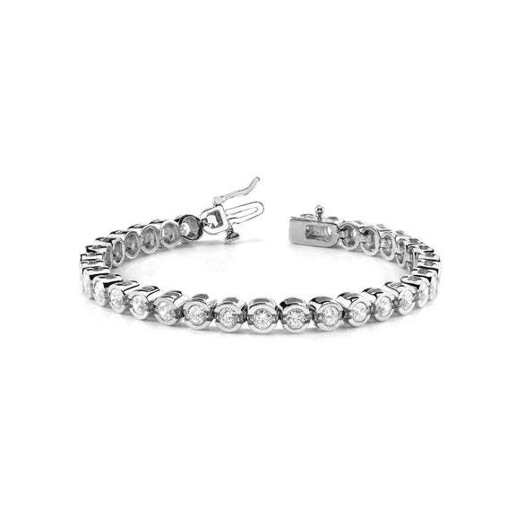 Bracelet Tennis 21.78 Carats Réel Diamants Coupe Ronde Or Blanc 14 Carats