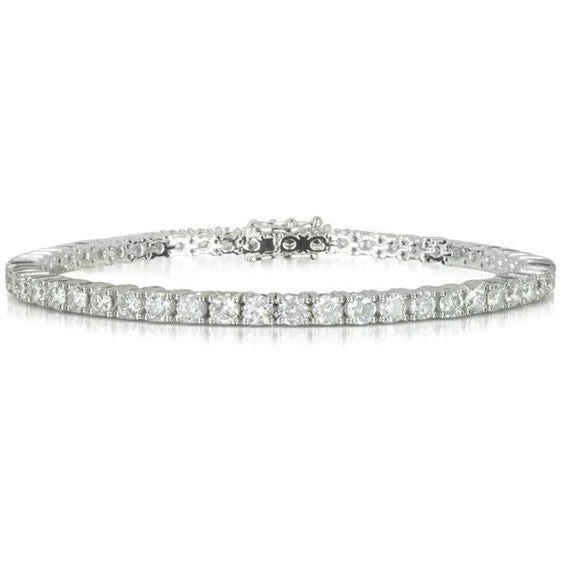 Bracelet Tennis 6 Carats Réel Diamants Brillants Ronds Sertissage Griffe