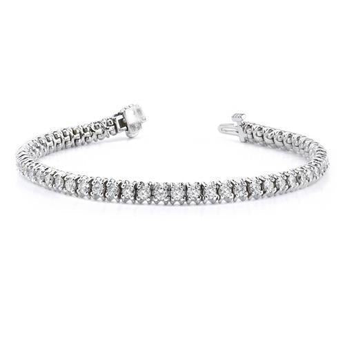 Bracelet Tennis 6 Carats Réel Diamants Coupe Ronde Or Blanc 14K Serti De Griffes
