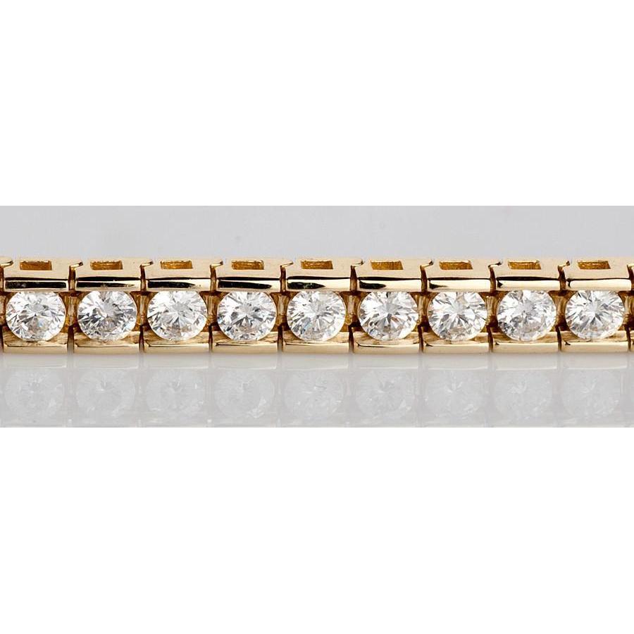 Bracelet Tennis 8.80 Carats Réel Diamants Ronds Serti D'or