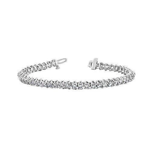 Bracelet Tennis 9 Carats Serti Griffe Réel Diamants Or Blanc Diamant
