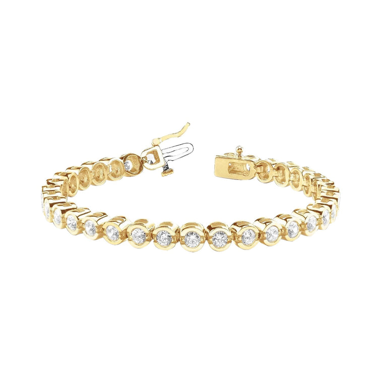 Bracelet Tennis À 11,20 Caras De Réel Diamants Ronds 14K D'Or Jaune