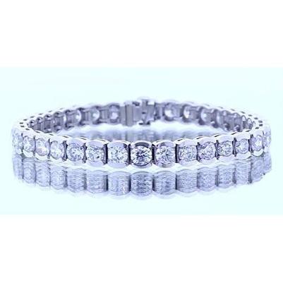 Bracelet Tennis À 16,45 Carats DE Véritable Diamants Ronds 14K D'Or Blanc