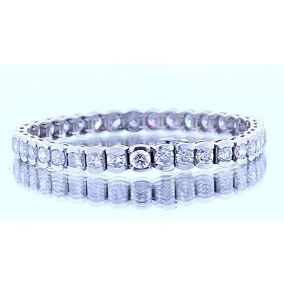 Bracelet Tennis À 16,45 Carats DE Véritable Diamants Ronds 14K D'Or Blanc