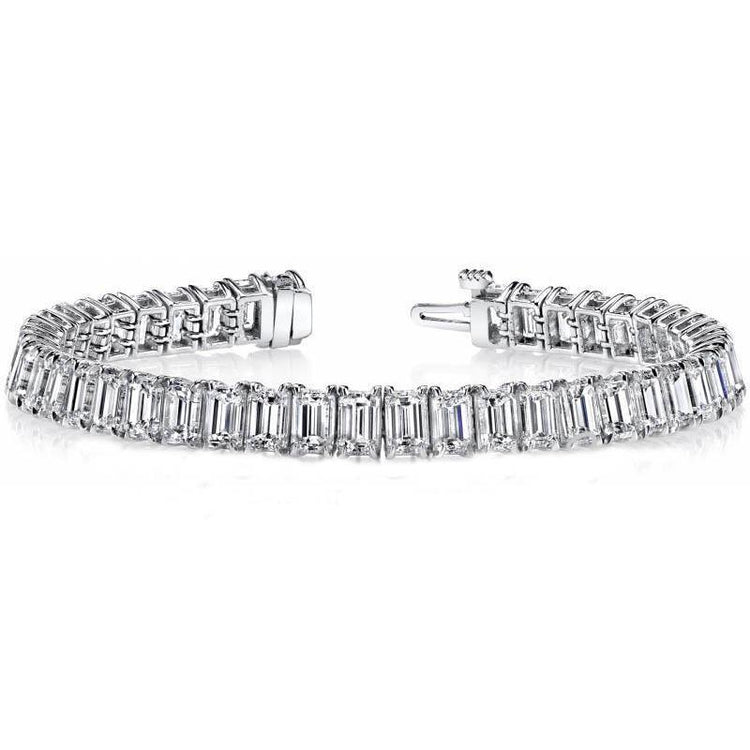 Bracelet Tennis À 30,40 Ct De Naturel Diamants Émeraudes Bijoux En Or Blanc